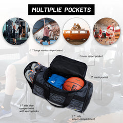 Nepest Men's 20 Inch Gym Bag Duffel Bag with Shoe Compartment