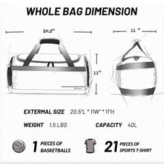 Nepest Men's 20 Inch Gym Bag Duffel Bag with Shoe Compartment