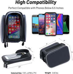 Nepest Bike Phone Bag Bicycle Front Frame Bag Waterproof Bike Handlebar Bag Bike Accessories for iPhone Below 6.5"