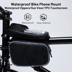 Nepest Bike Phone Bag Bicycle Front Frame Bag Waterproof Bike Handlebar Bag Bike Accessories for iPhone Below 6.5"