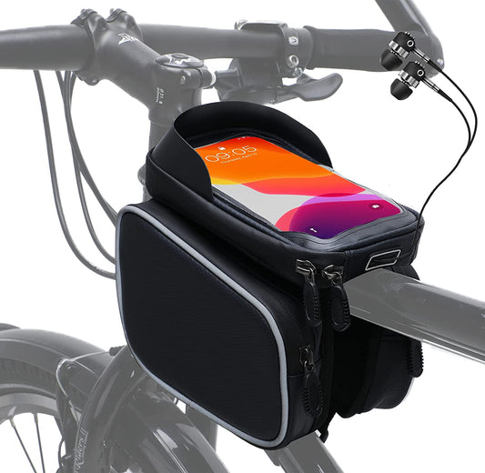 Nepest Bike Phone Bag Bicycle Front Frame Bag Waterproof Bike Handlebar Bag Bike Accessories for iPhone Below 6.5"